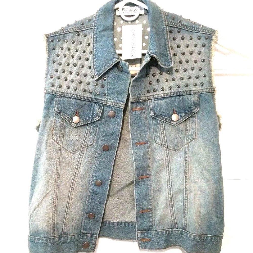 Women's Studded Boyfriend Jean Vest